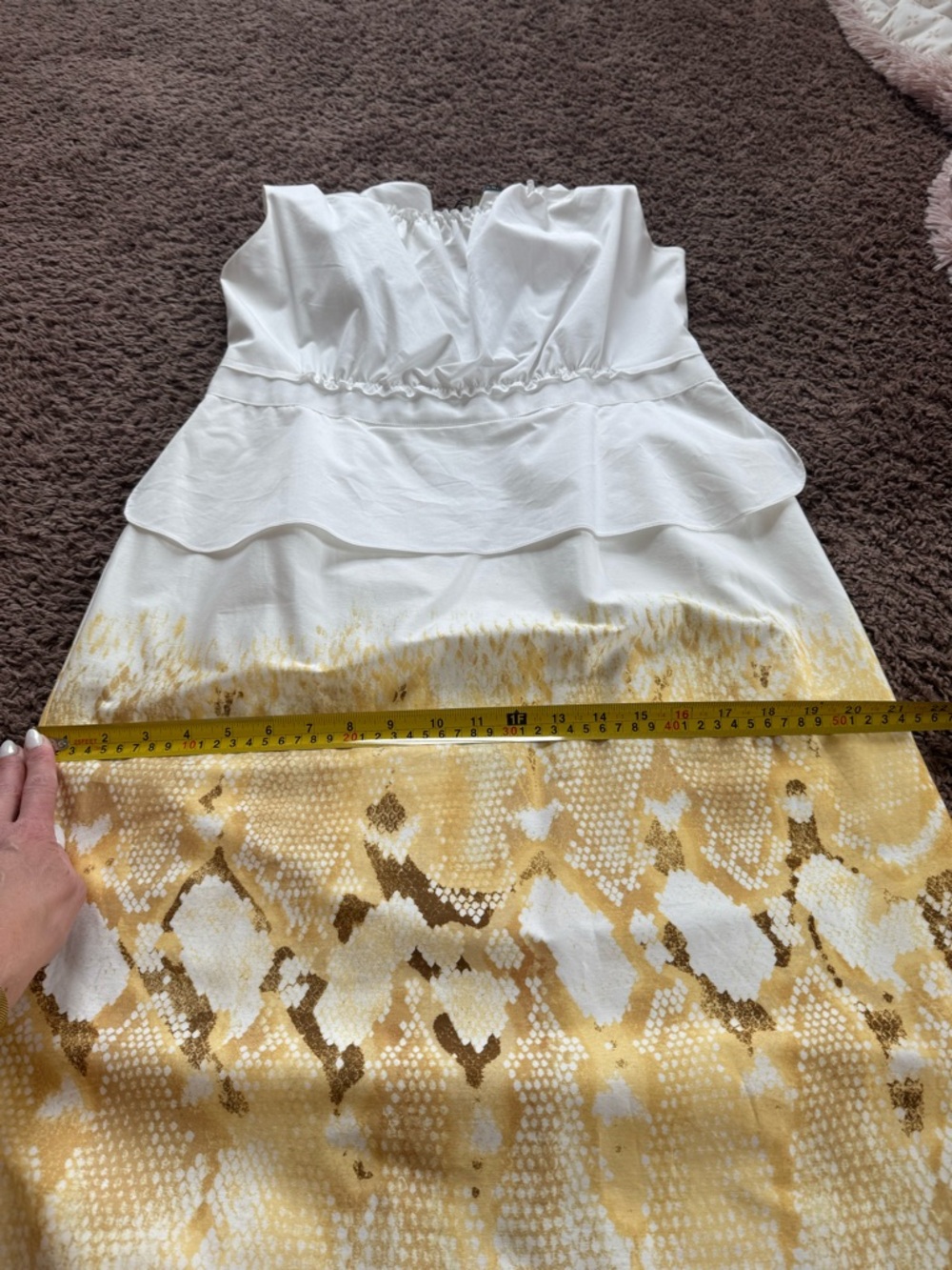 ELIE TAHARI BROOKE PEPLUM SHEATH DRESS WHITE SNAKESKIN YELLOW COTTON 12 NEW $368 - Picture 10 of 10